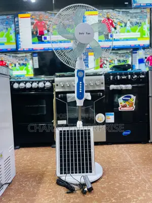 Solar Fan 16" Rechargeable Inatumia Umeme/ Solar With Panel