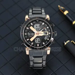 Fossil Dual Time Water Proof Watch Steel Band Heavy Weight