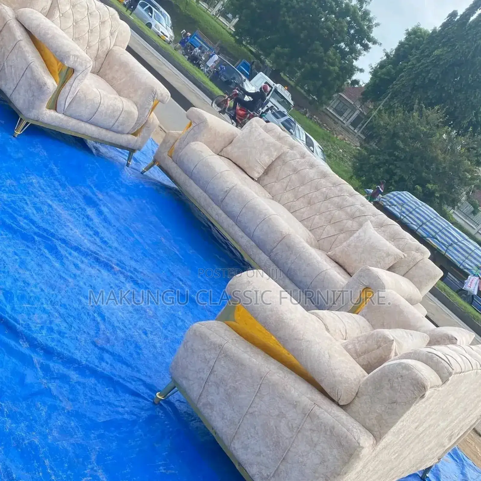 Sofa Sets Ya 3:2:1 Yenye Fibres Na Spring