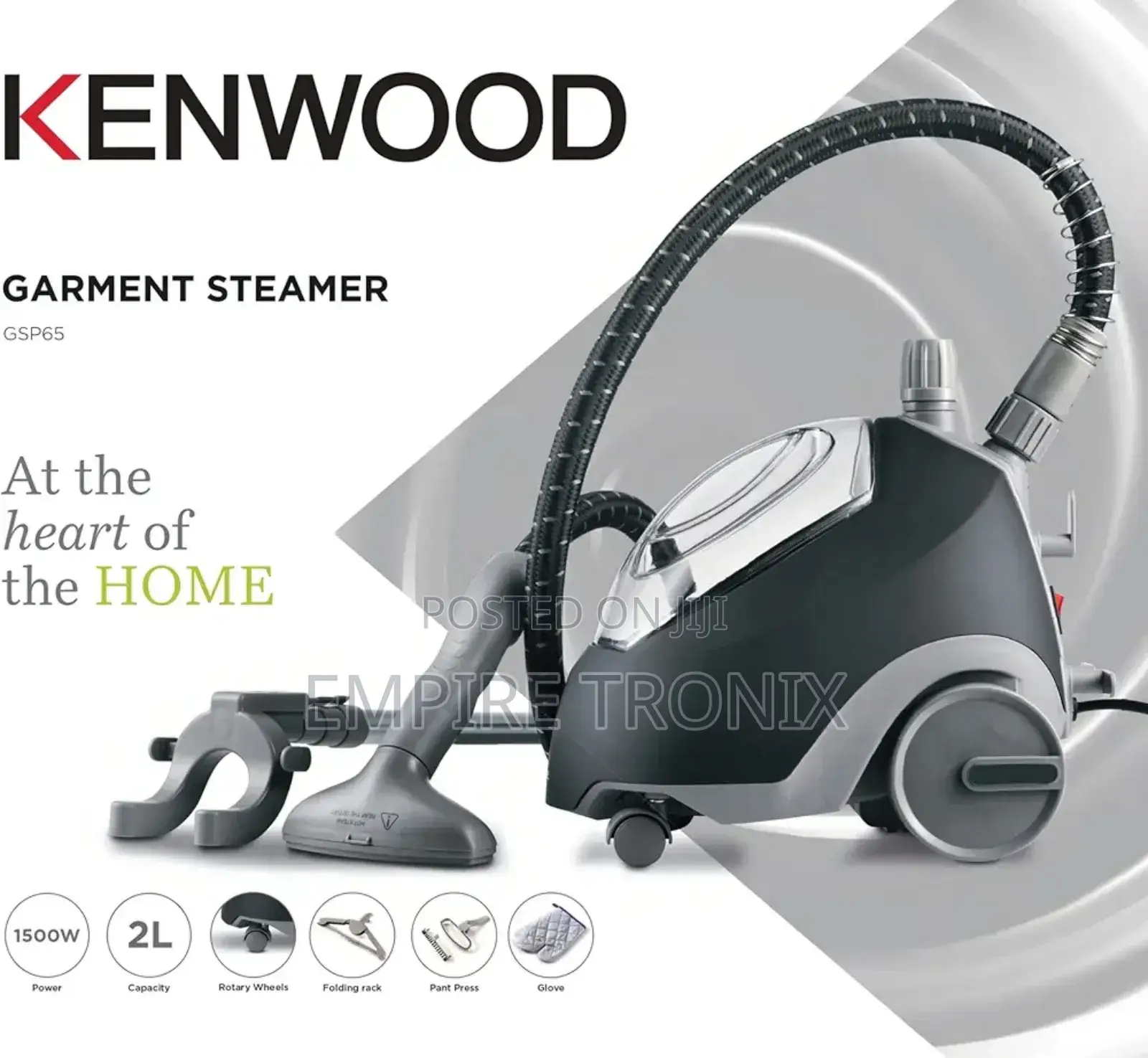 Kenwood Garment Steamer 1500w With 2l Water Tank Gsp65.500bk