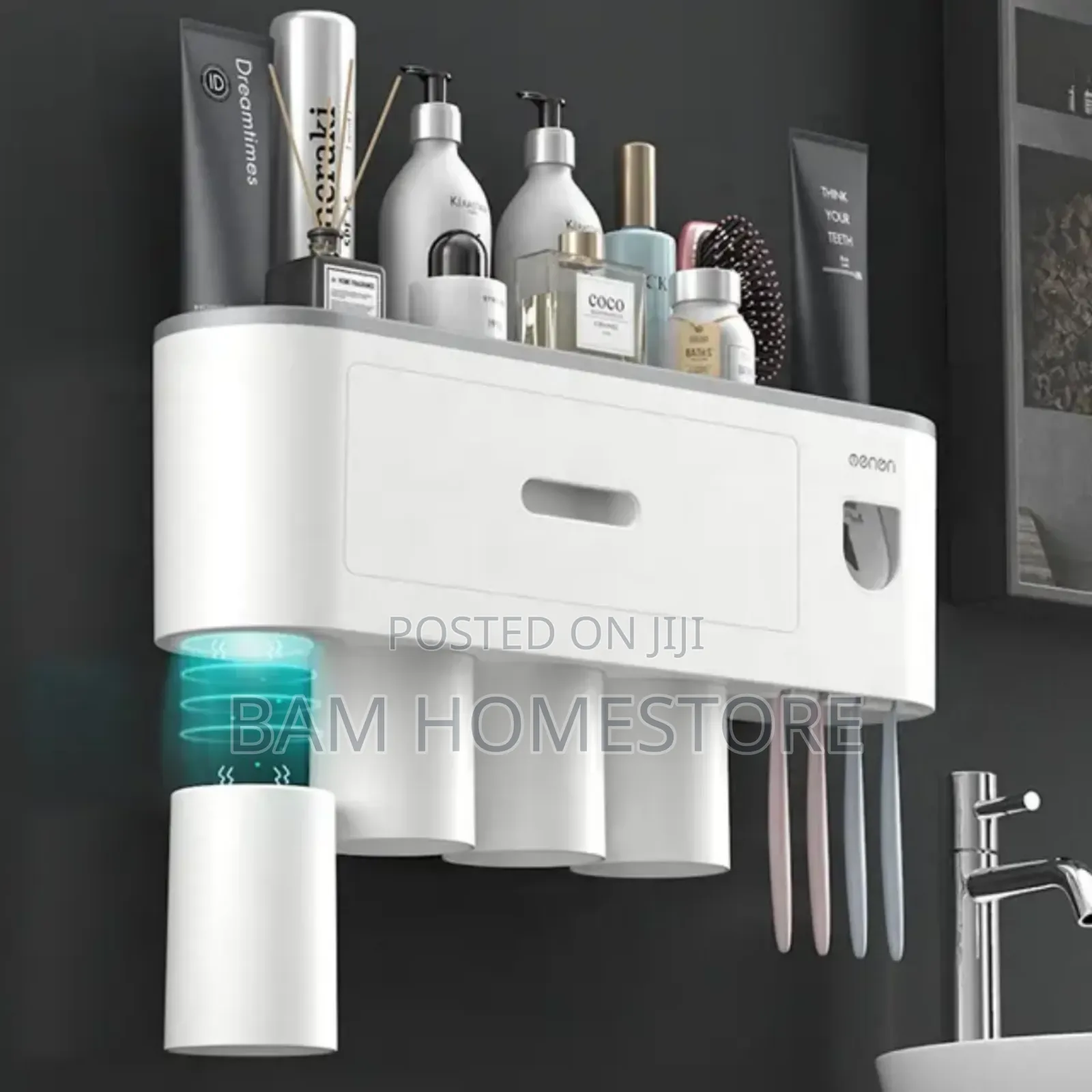 Wall Mounted Toothpaste Dispenser+Toothbrush Holder