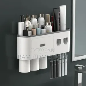 Wall Mounted Toothpaste Dispenser+Toothbrush Holder