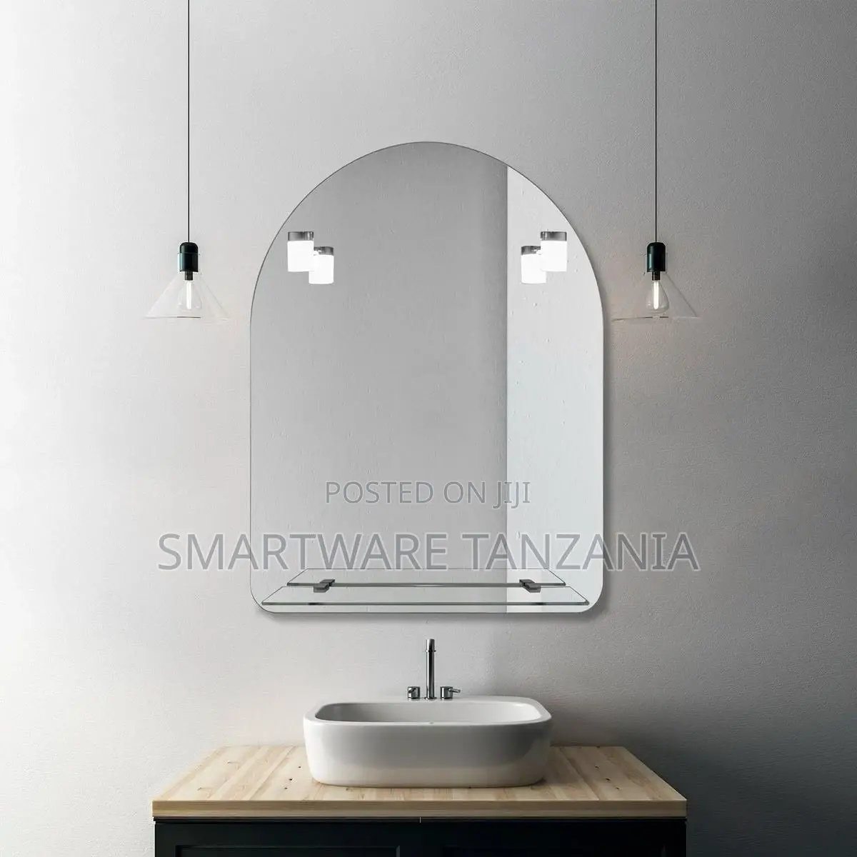 Adhesive Round Mirror, Modern Frameless Bathroom Mirror