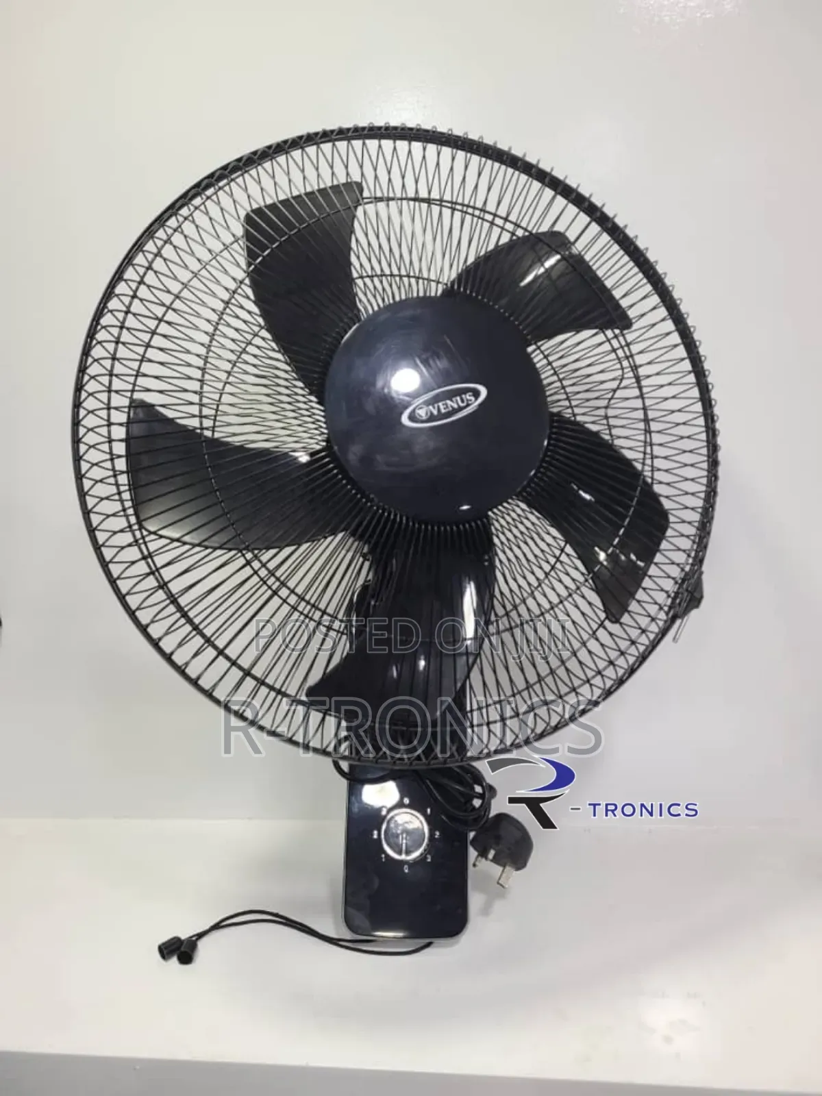 Black Venus Wall Fan 16" 5 Blades 3 Speed