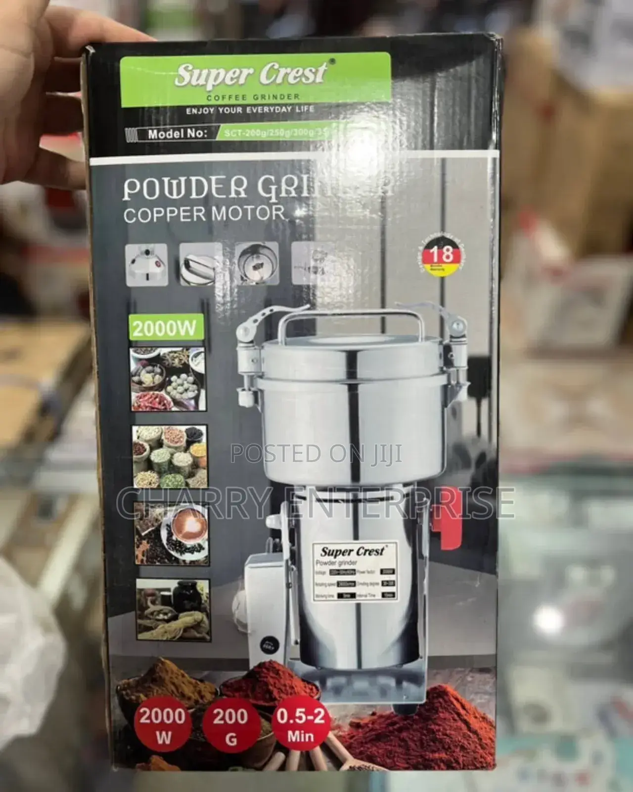 Super Crest Commerial Masala/Powder Grinder 200g/1/4kg 2000w