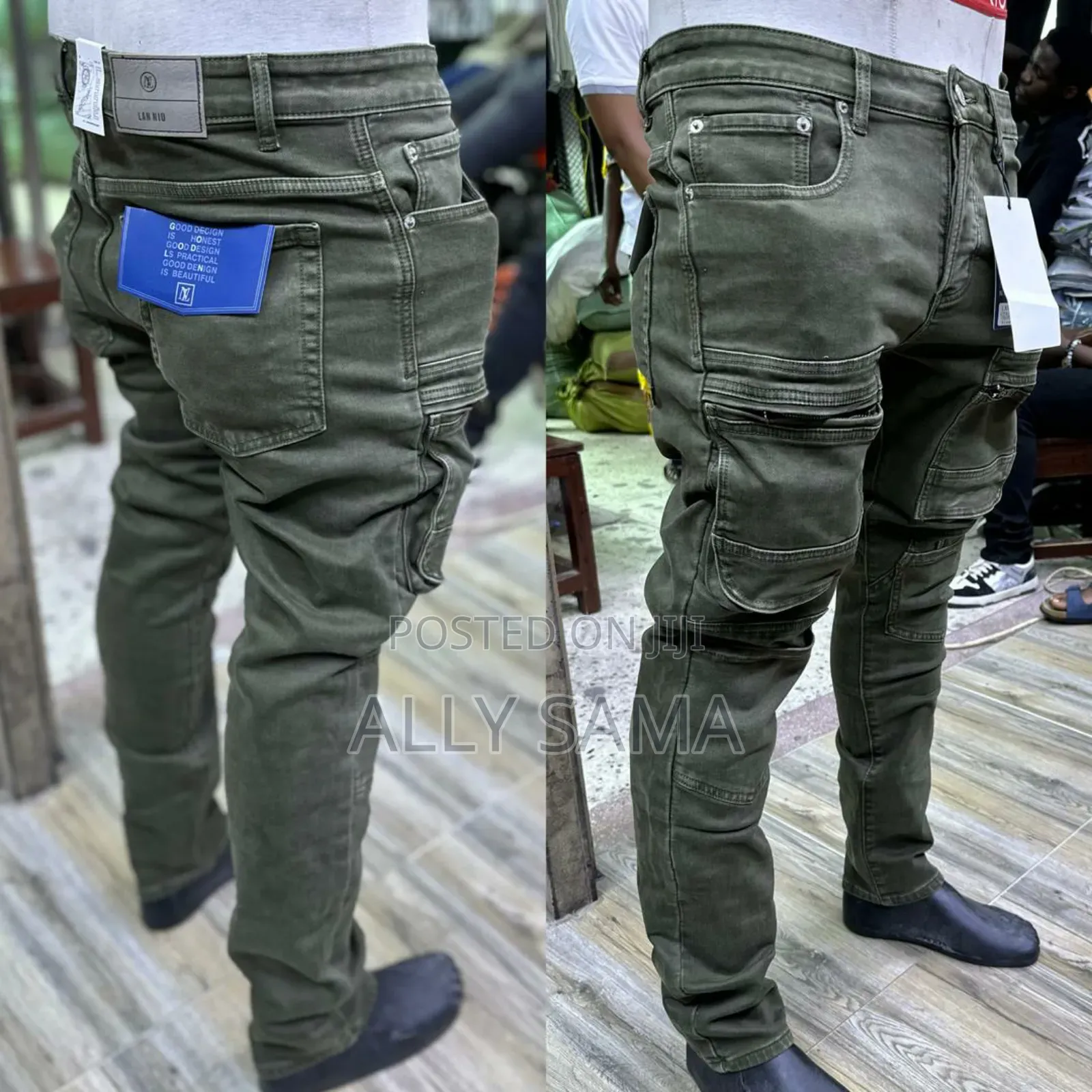 Mens Jeans Slim Cargo Plain