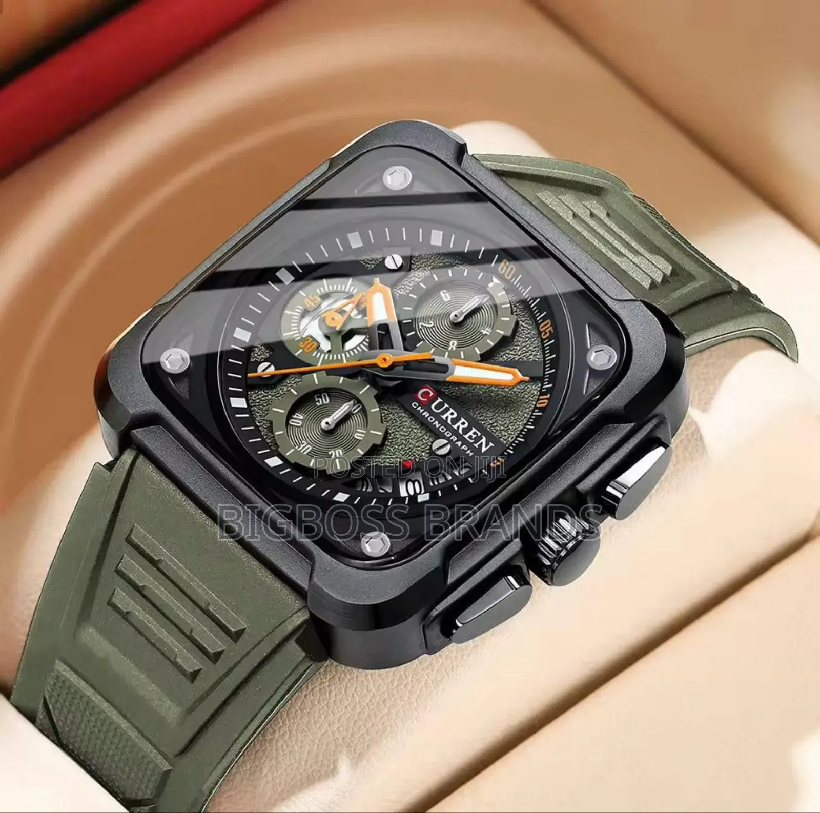 Cuuren Square Watch With Rubber Belt