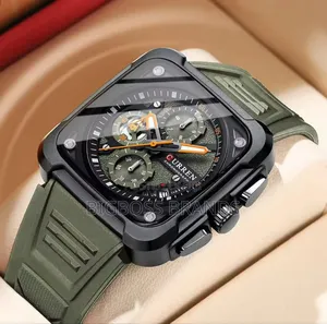 Cuuren Square Watch With Rubber Belt