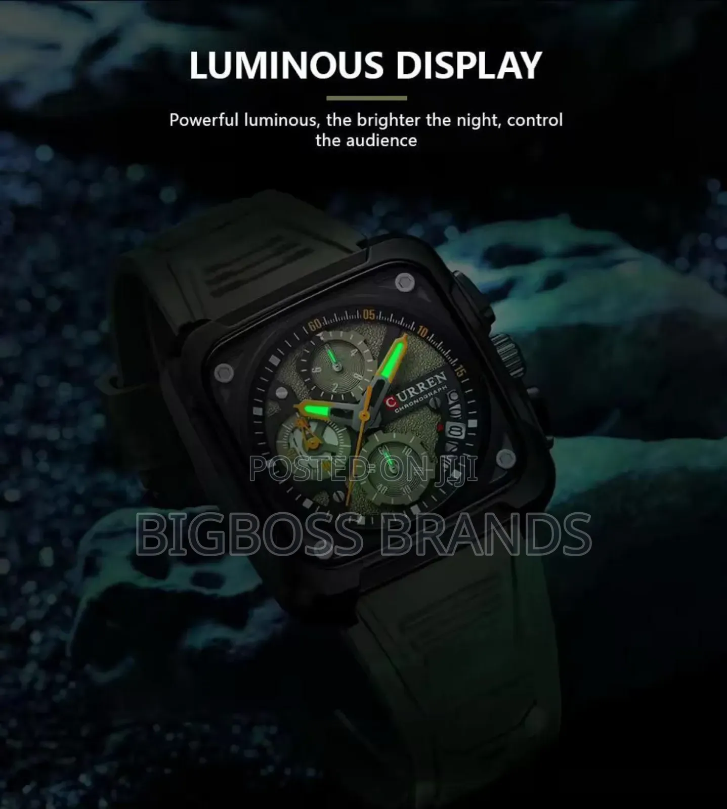 Cuuren Square Watch With Rubber Belt