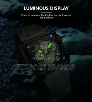 Cuuren Square Watch With Rubber Belt