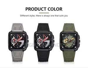 Cuuren Square Watch With Rubber Belt