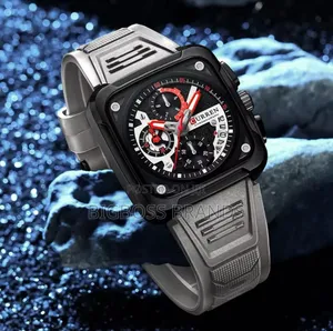Cuuren Square Watch With Rubber Belt