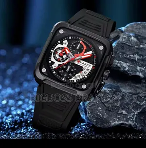 Cuuren Square Watch With Rubber Belt