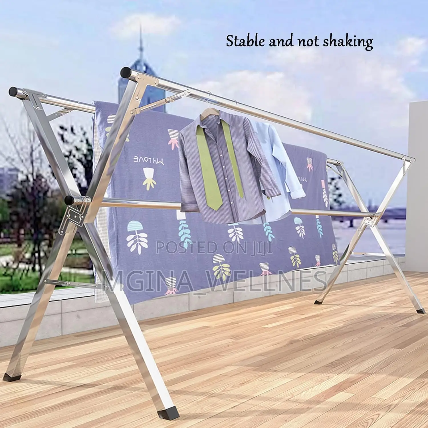 150cm Stainless Steel Foldable Clothes Drying Rack Stand