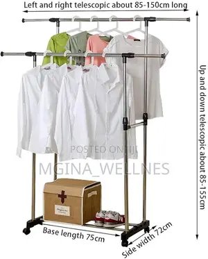 Double-Barreled Clothes Rack With Adjustable Height Length