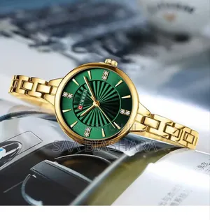 Curren for Ladies Gold Belt and Green Case