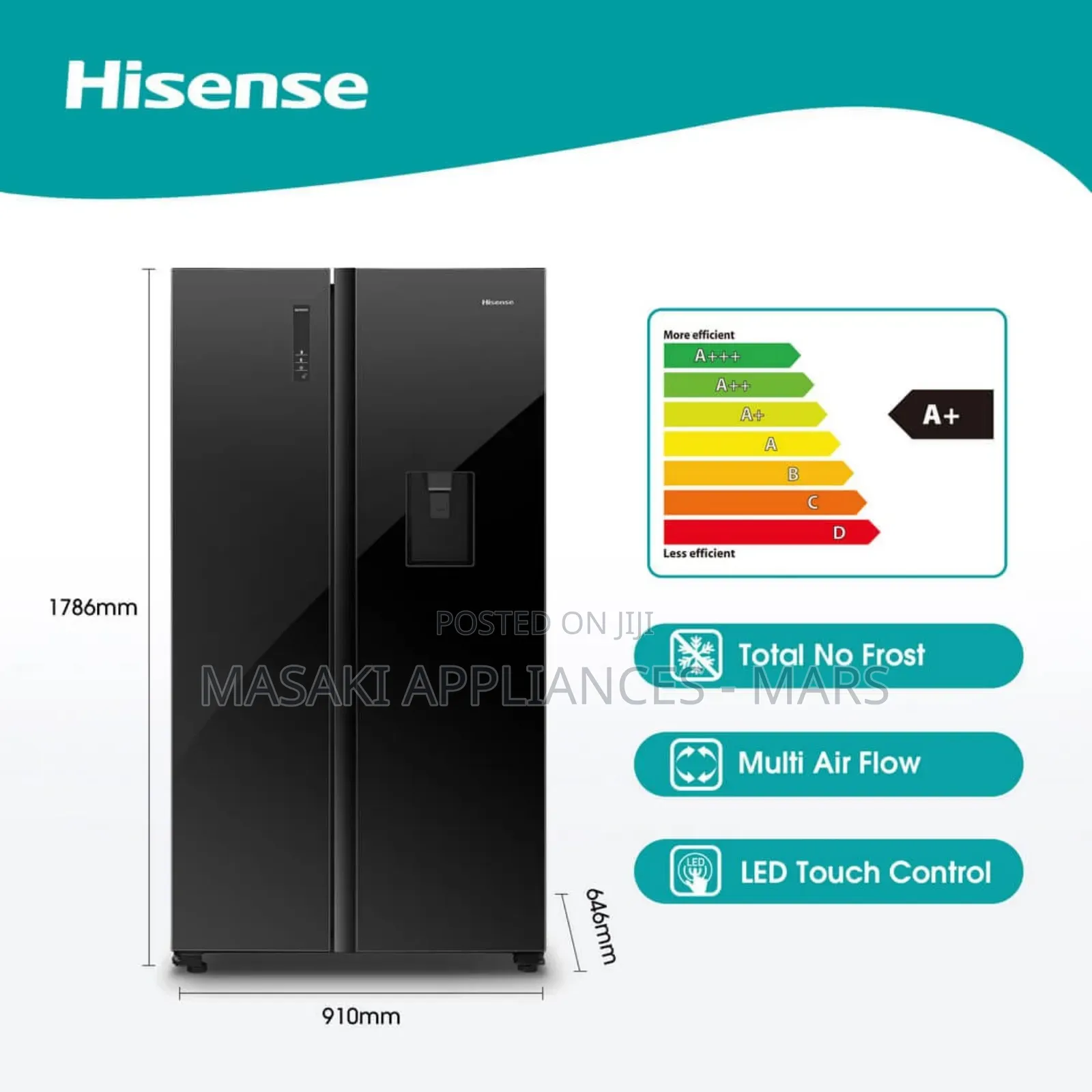 New! Hisense Side by Side H670smib-Wd | Refrigerator 514 Litres ,