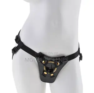 Black Leather Designer 7" Strap on Dildo (Dildo Na Mkanda)