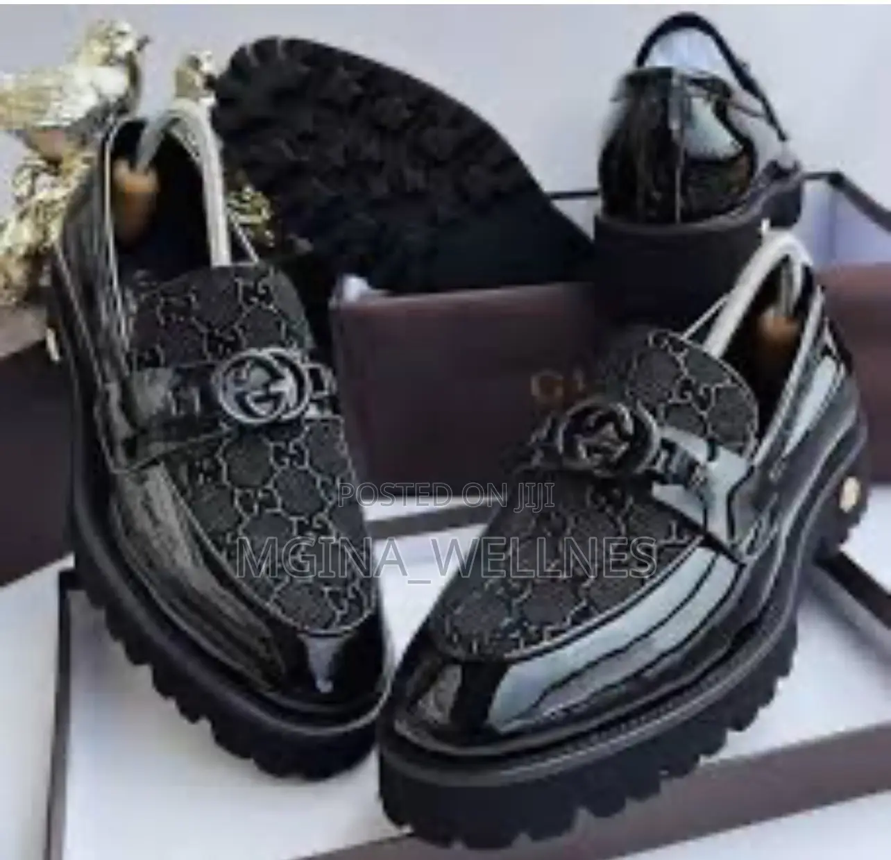 Iconic Black Patent Leather Gucci Big Sole Loafer for Men