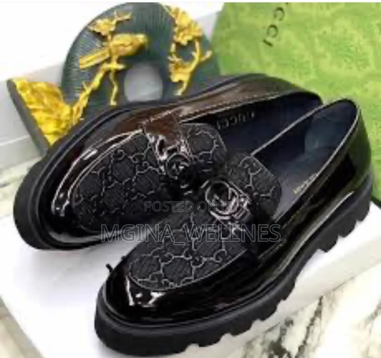 Iconic Black Patent Leather Gucci Big Sole Loafer for Men