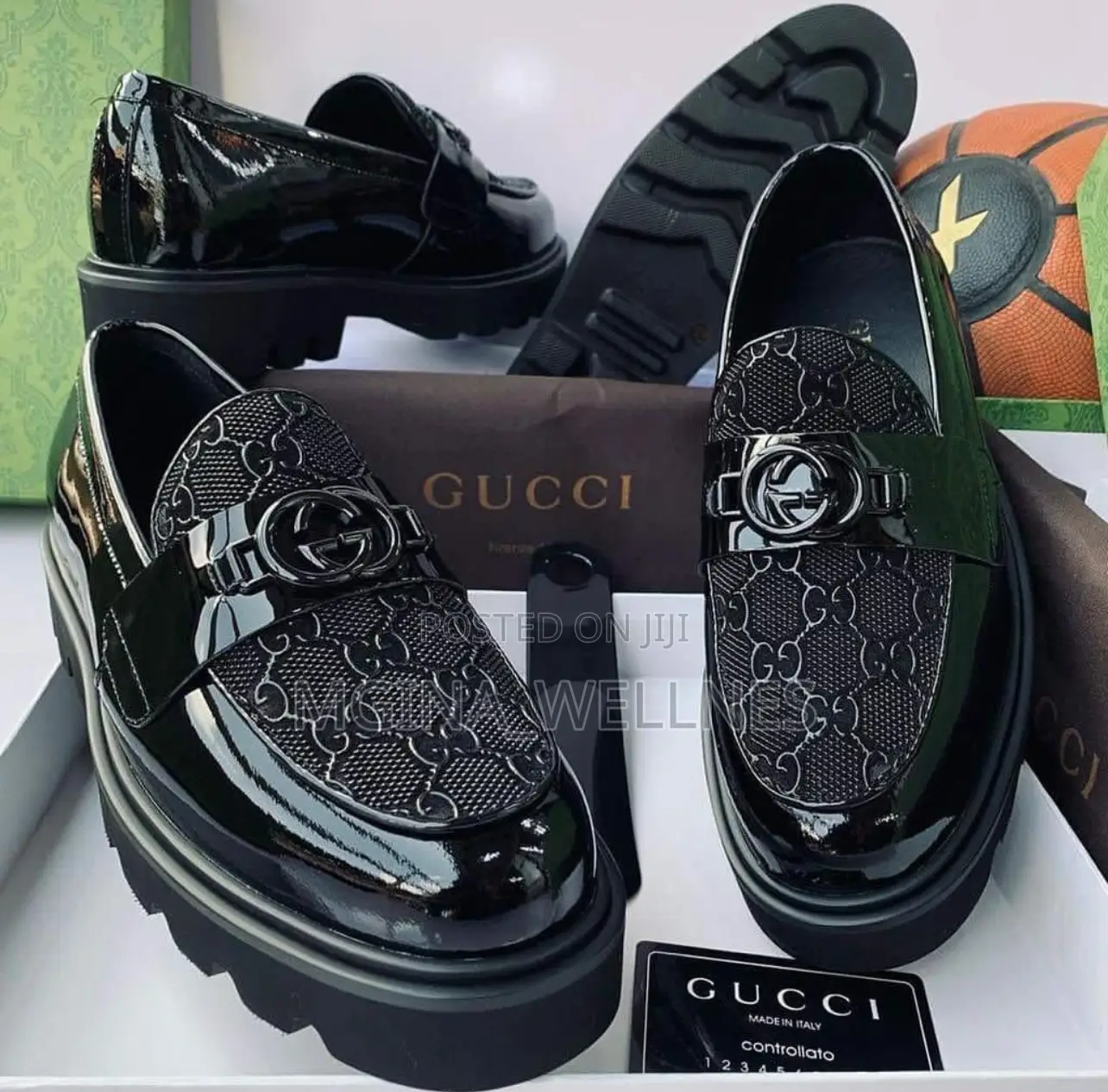 Iconic Black Patent Leather Gucci Big Sole Loafer for Men