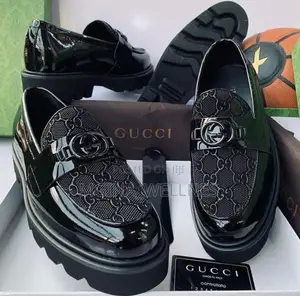 Iconic Black Patent Leather Gucci Big Sole Loafer for Men