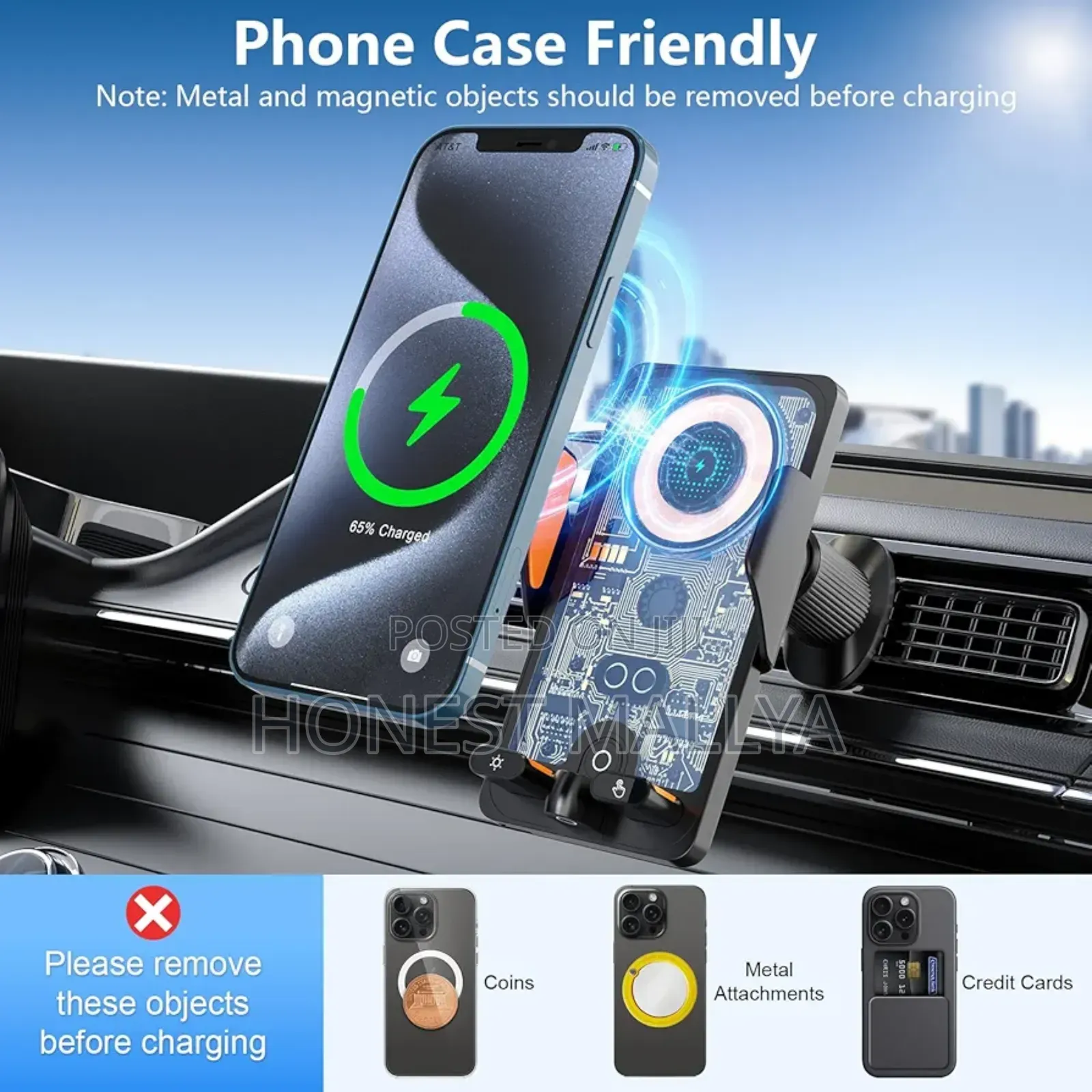 Wireless Car Charger Phone Holder Mount,