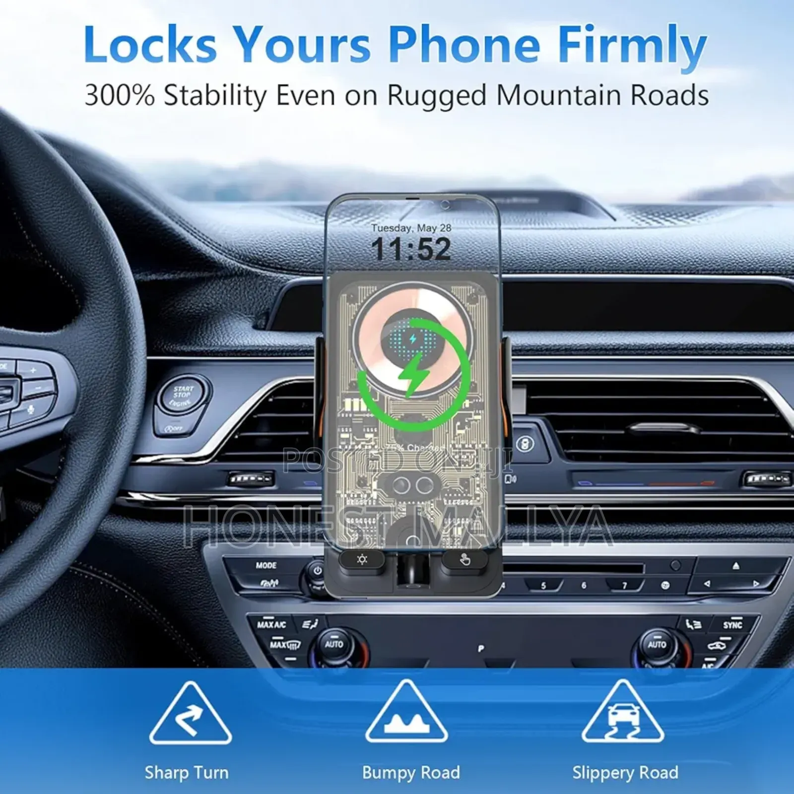 Wireless Car Charger Phone Holder Mount,