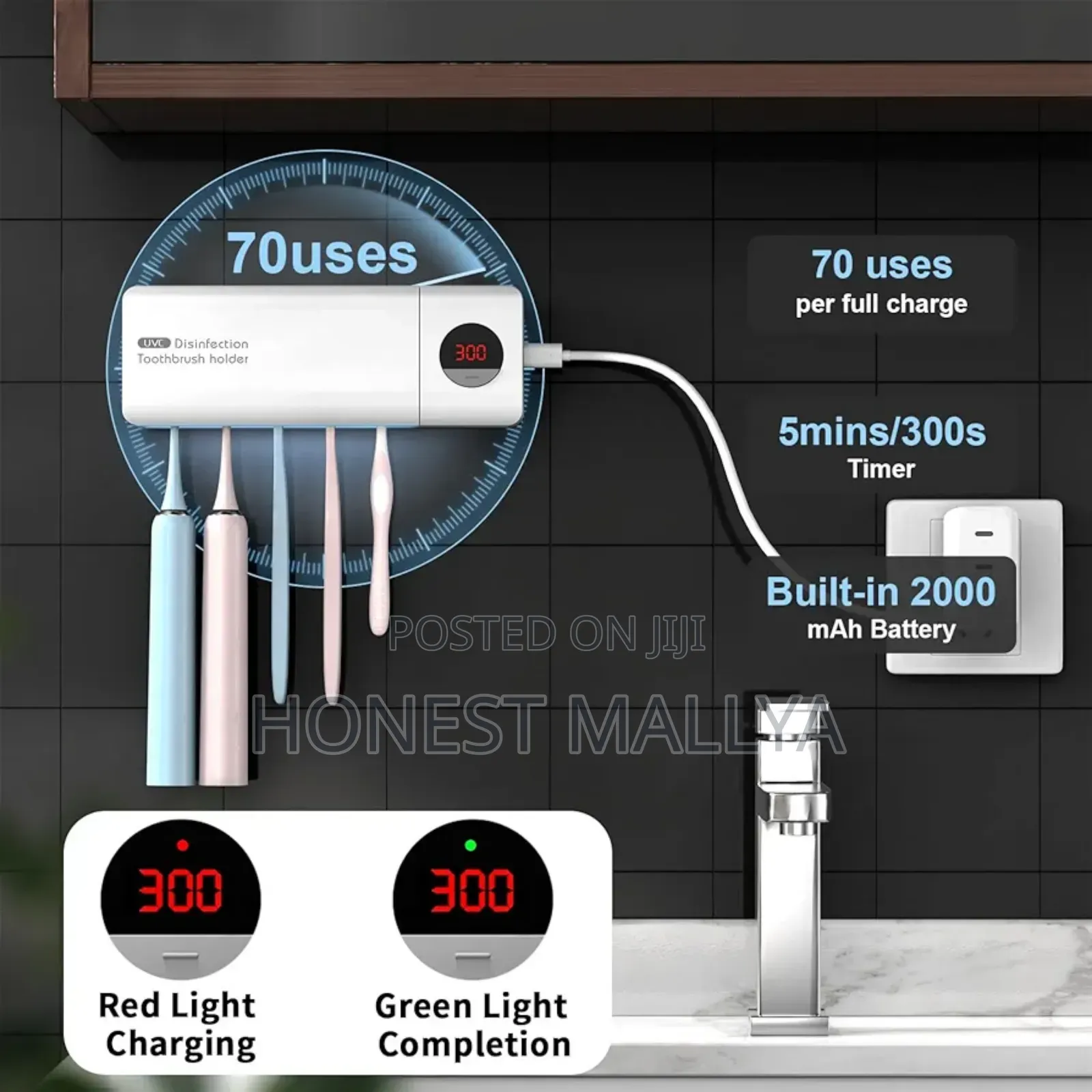 Housegem Toothbrush Holder, Timer Function