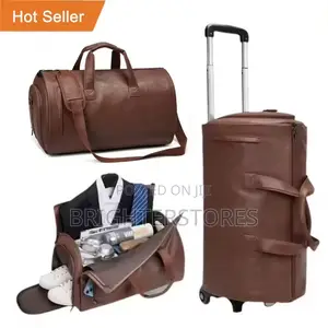 Rolling Wheeled Garmet Trolley Duffle Suitcase Leather