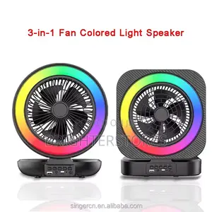 Portable Bluetooth Speaker With Rgb Lights Rechargeable Fan