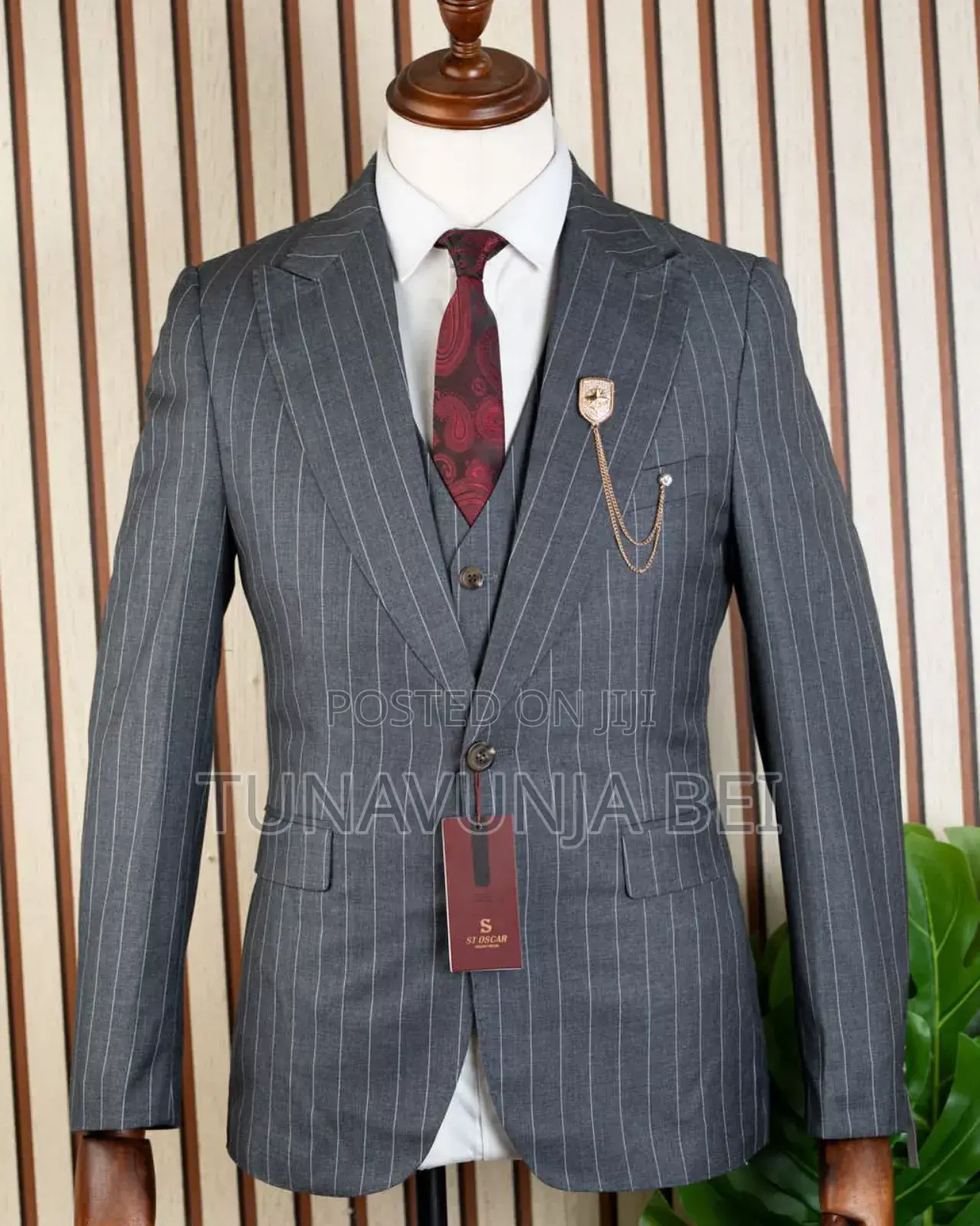 Stintched Pinstripe Suit
