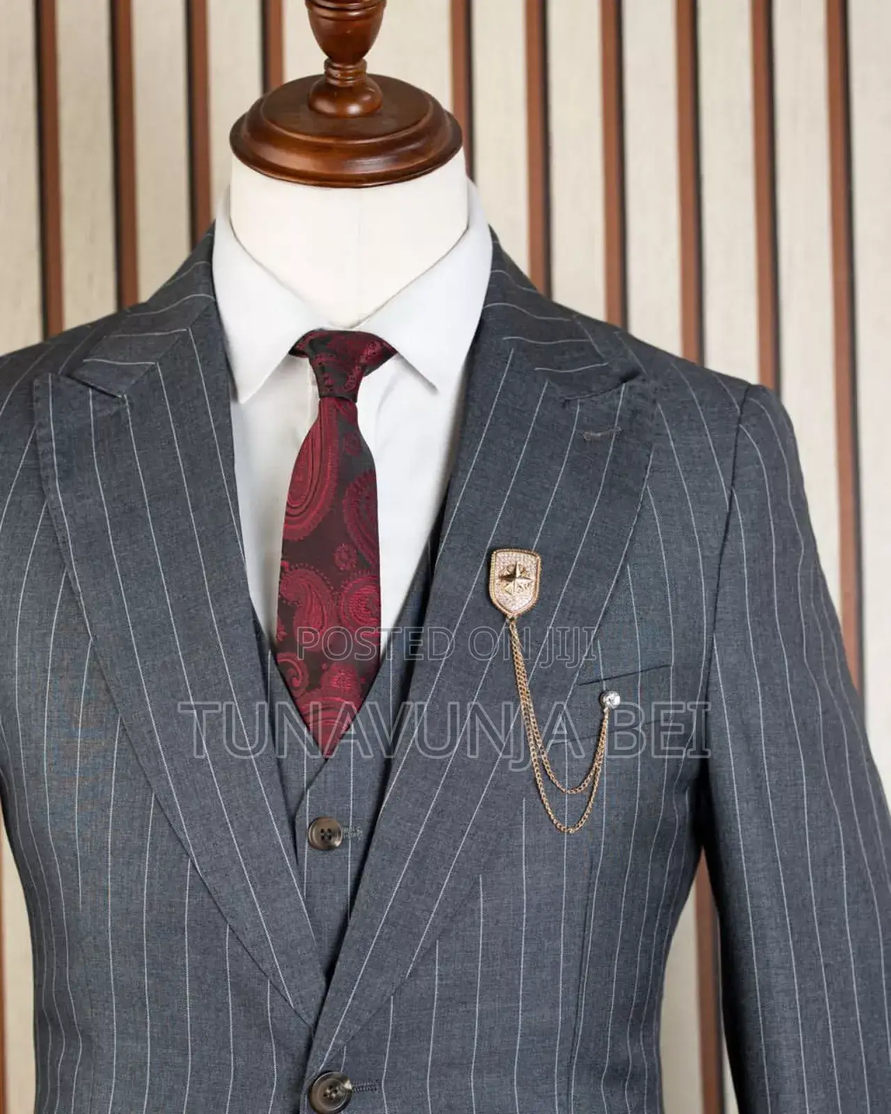 Stintched Pinstripe Suit