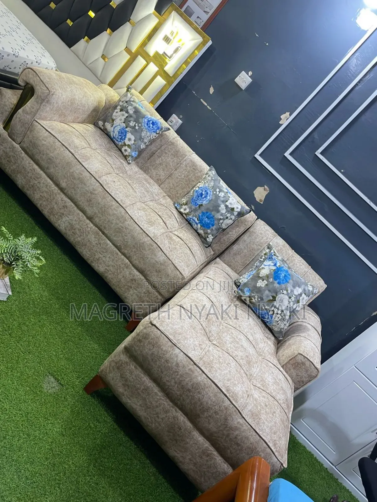 Nauza Sofa Set Shape L Mpya Spring Kitambaa Valvet