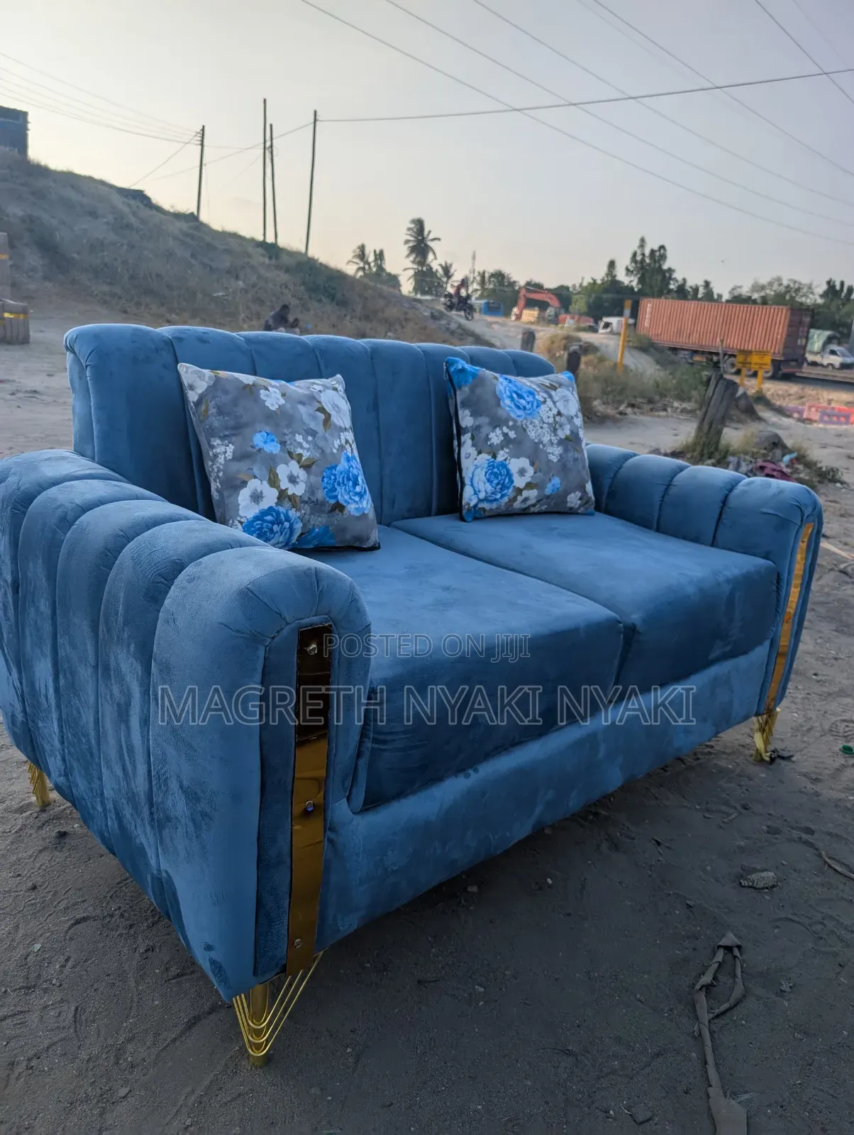Nauza Sofa Set Mpya Spring Kitambaa Valvet La. Watu 2