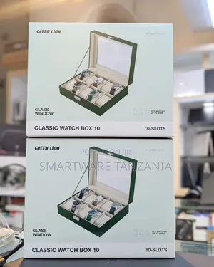 Green Lion Classic Watch Box 10 Slots With Glass - Green