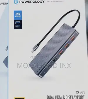 Powerology 13 In 1 Dual Hdmi Displayport Usb-c Hub Ethe
