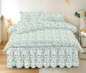 Heavy Flower Size 8*9 1bedskirt, 1bedsheet, 4pillocase