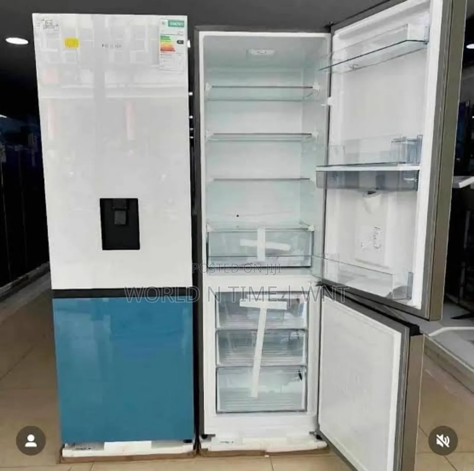 Offer Hisense Fridge H450bdbl-Wd 350l Mirror White and Blue.
