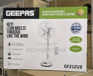 Geepas 18inch Rechargeable Stand Fan With Remote Control