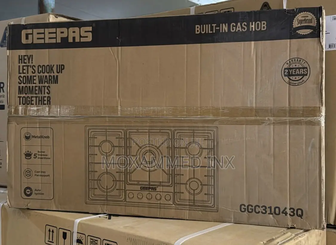 Geepas Built In Stainless Steel Gas Stove 5burners
