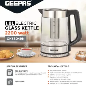 Geepas Electric Glass Kettle Gk3804