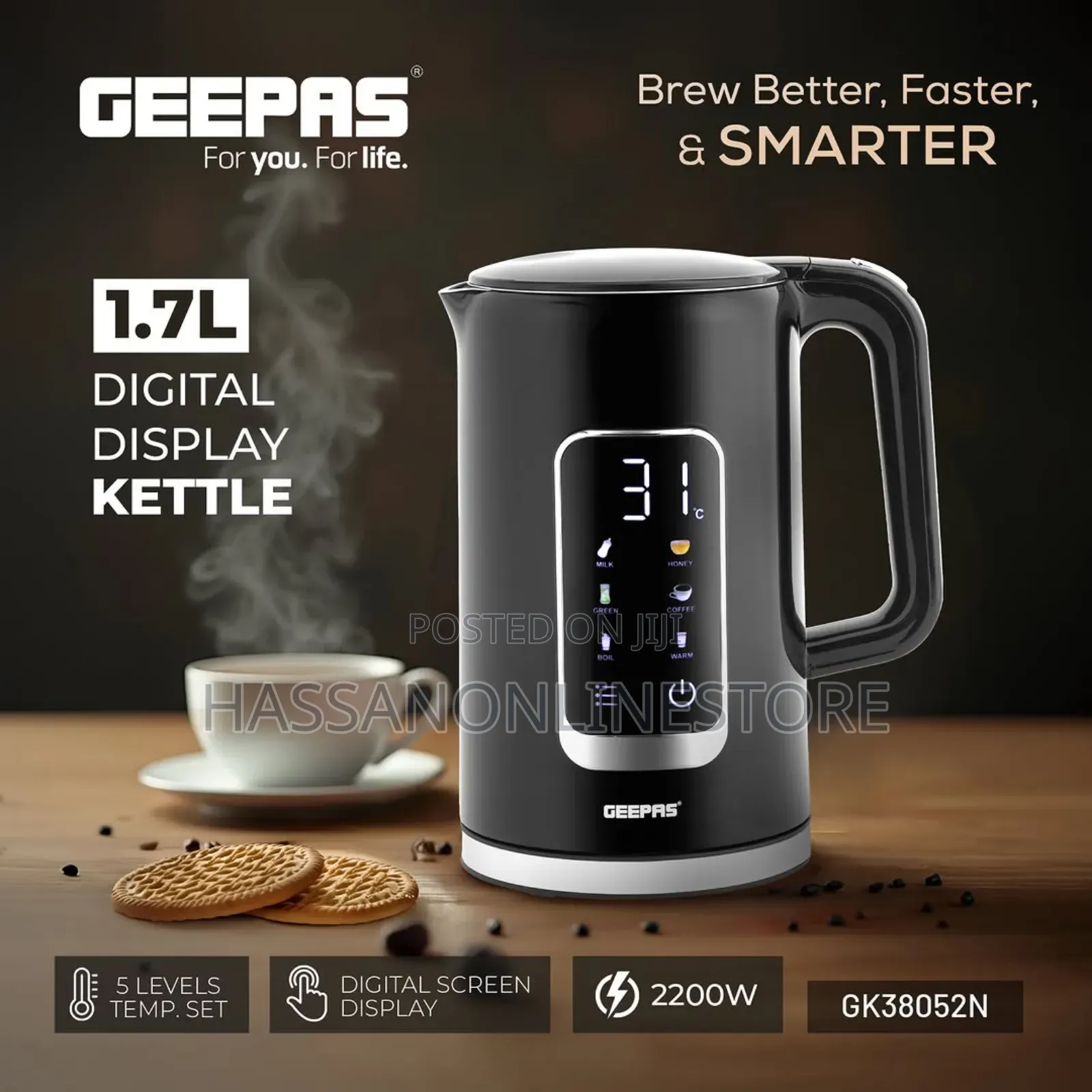 Geepas Double Layer Electric Kettle Gk38052n
