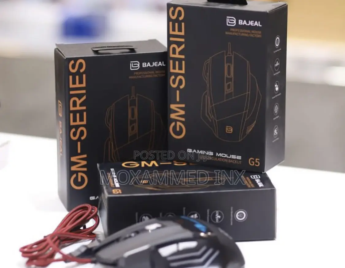 Bajeal G5 Gaming Mouse Ergonomic Design Black in Colour L