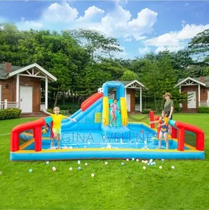 Large Inflatable Water Park Bouncy Castle With Water Slide,