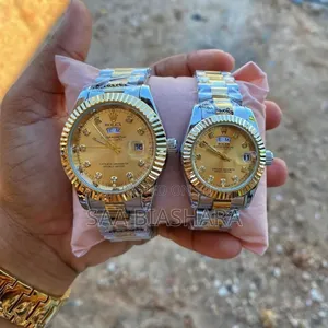Rolex Couple Watches Silver and Gold Na Case Gold