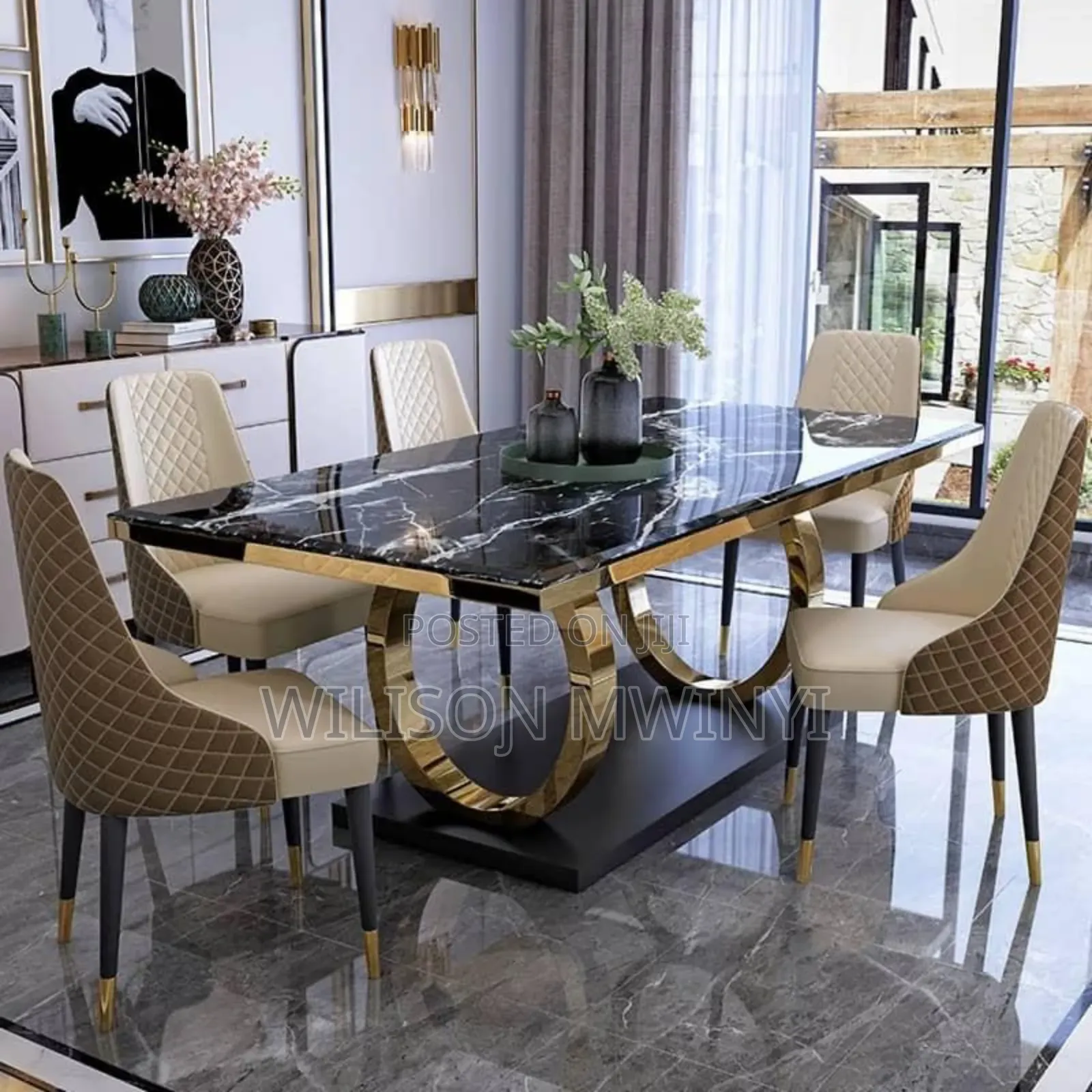 Marble Dining Table Six Chairs