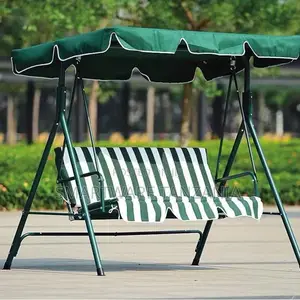 Metal Frame 3 Seater Canopy Swing Chair Outdoor Garden Bench