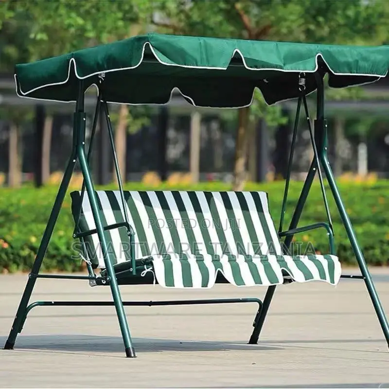 Metal Frame 3 Seater Canopy Swing Chair Outdoor Garden Bench