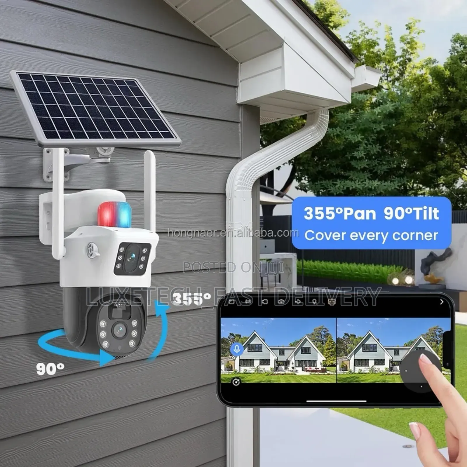 Solar-Powered 2 Screen Outdoor Security Camera
